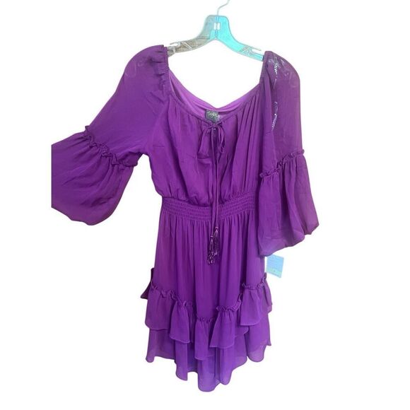 Taylor chiffon tulip sleeve Dress Sz 4 Raspberry Purple NWT - Picture 1 of 7